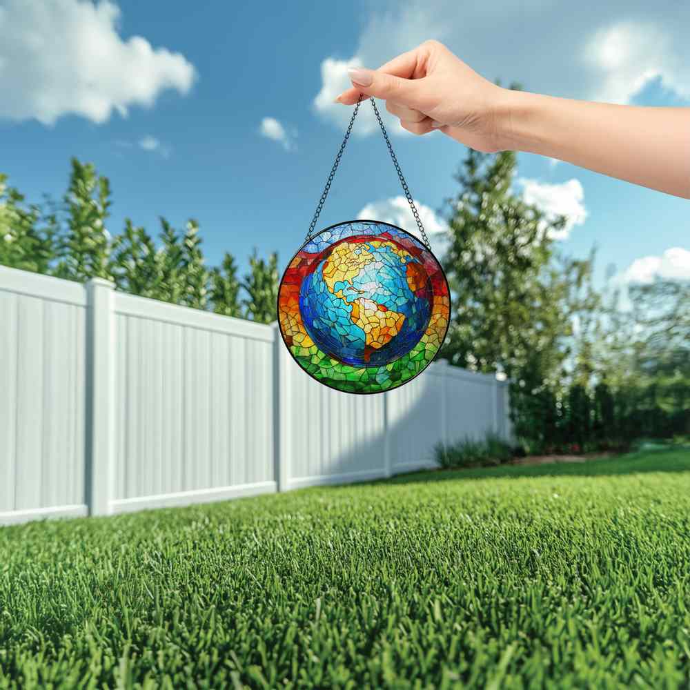 Personalized Earth stained-glass-inspired suncatcher by Foswick