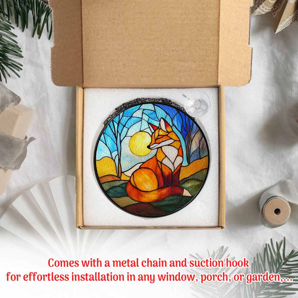 Personalized Fox stained-glass-inspired suncatcher by Foswick