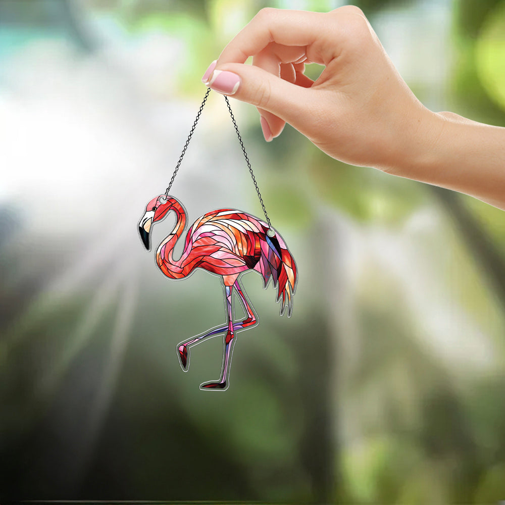 Personalized Flamingo acrylic Christmas ornament by Foswick