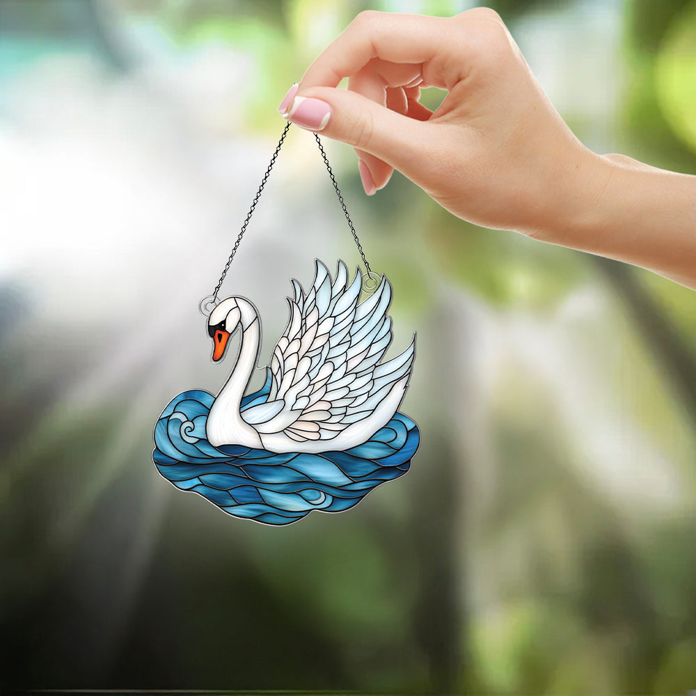 Personalized Swan acrylic Christmas ornament by Foswick