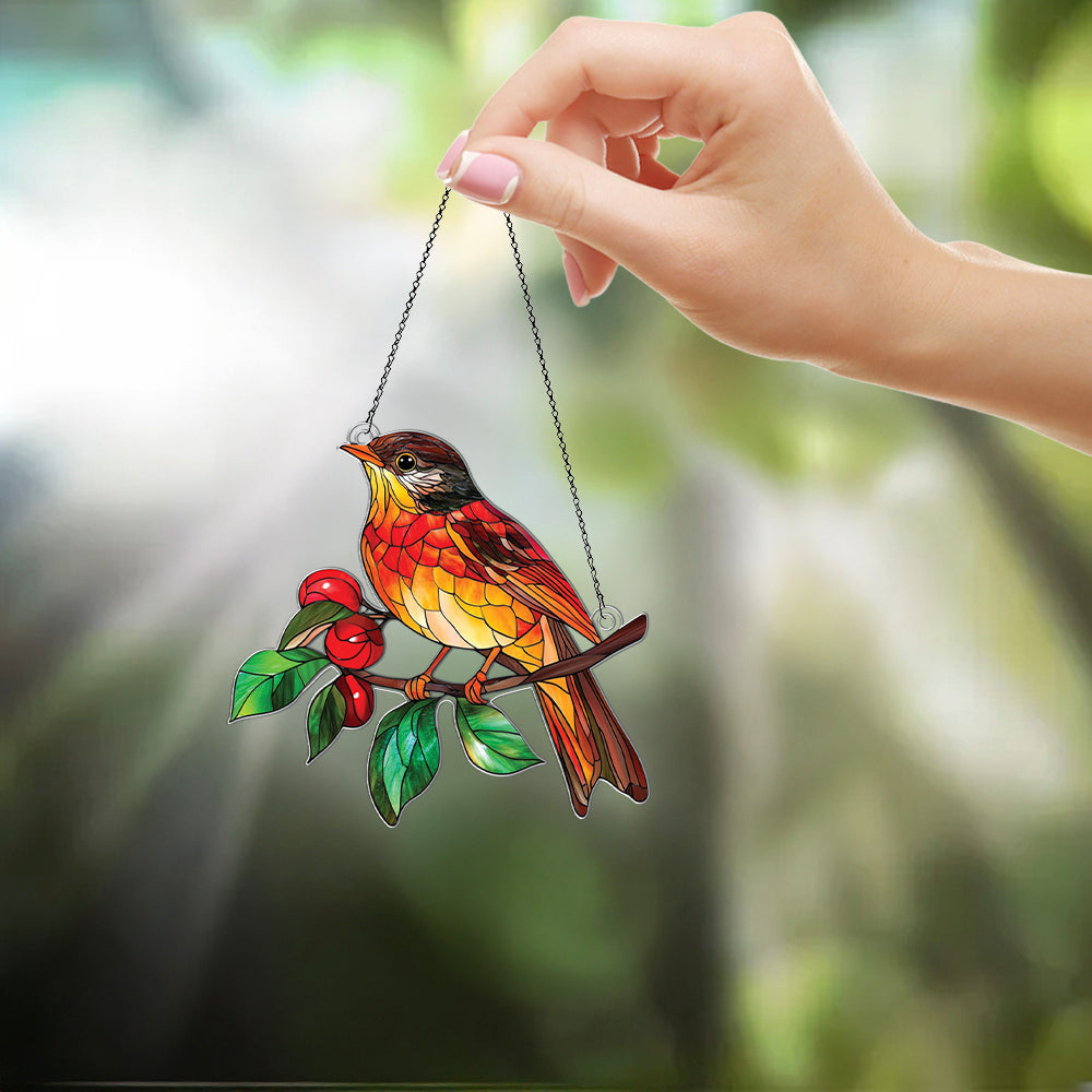 Personalized Thrush Bird acrylic Christmas ornament by Foswick