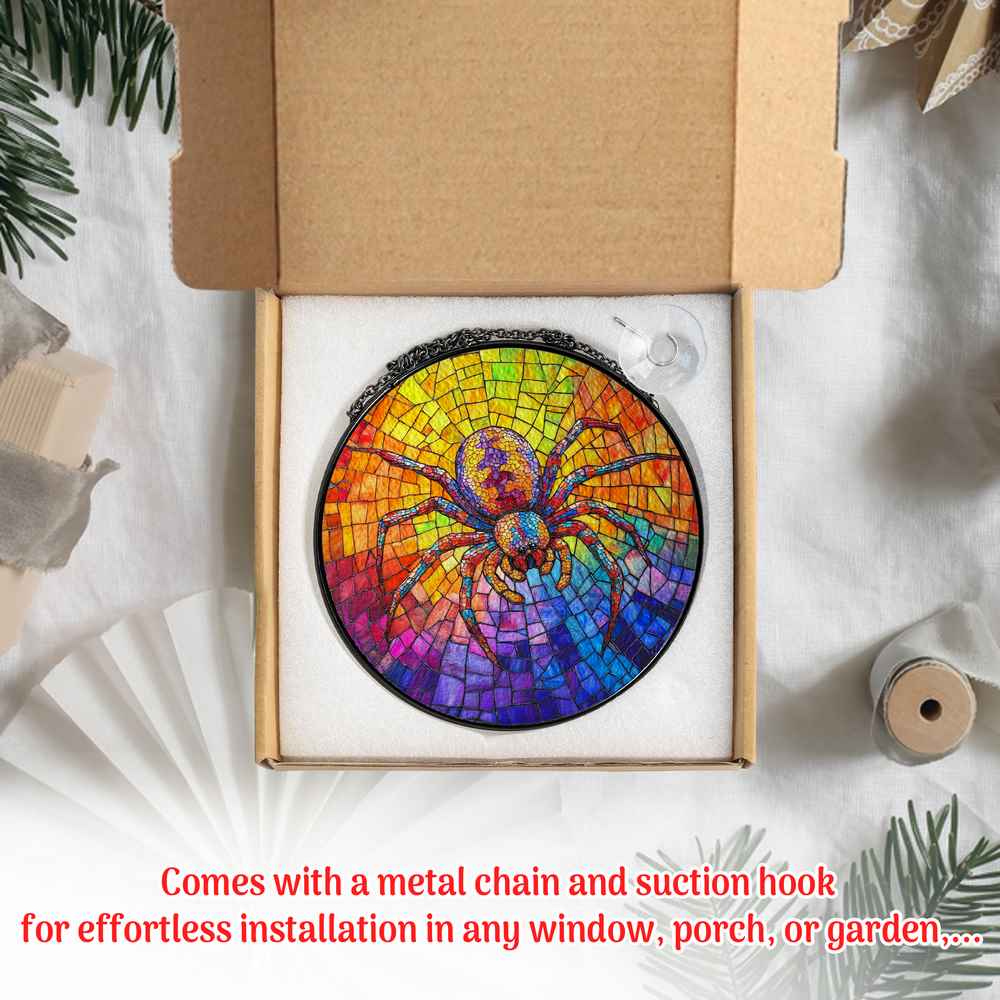 Personalized Spider stained-glass-inspired suncatcher by Foswick