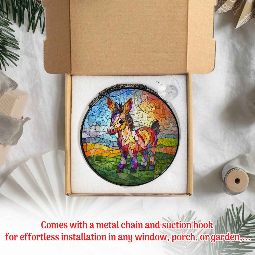 Personalized Donkey stained-glass-inspired suncatcher by Foswick