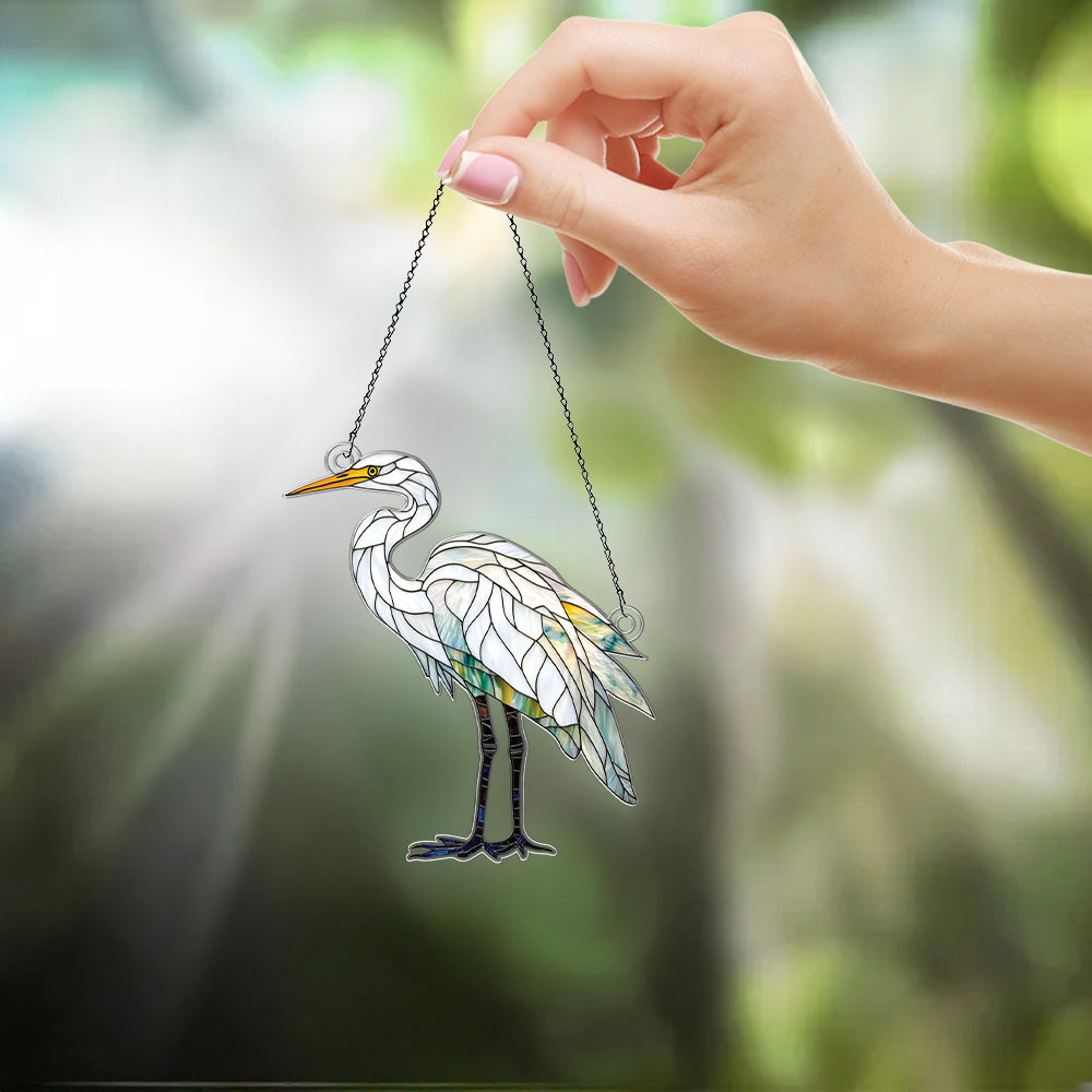 Personalized Egret acrylic Christmas ornament by Foswick