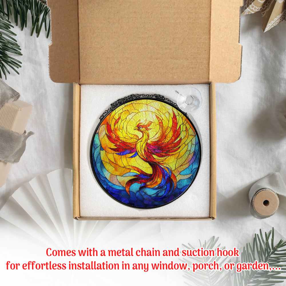 Personalized Phoenix stained-glass-inspired suncatcher by Foswick
