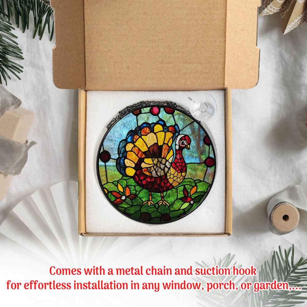 Personalized Turkey stained-glass-inspired suncatcher by Foswick