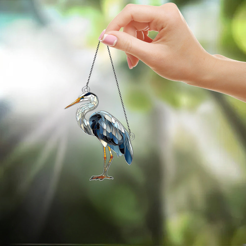 Personalized Heron acrylic Christmas ornament by Foswick
