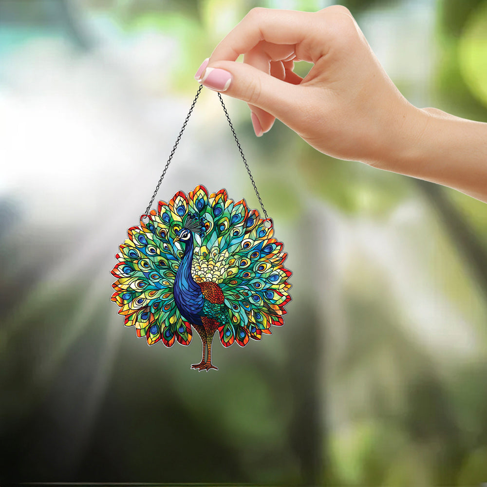 Personalized Peacock acrylic Christmas ornament by Foswick