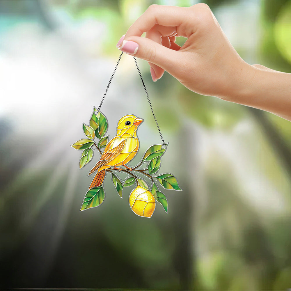 Personalized Canary Bird acrylic Christmas ornament by Foswick