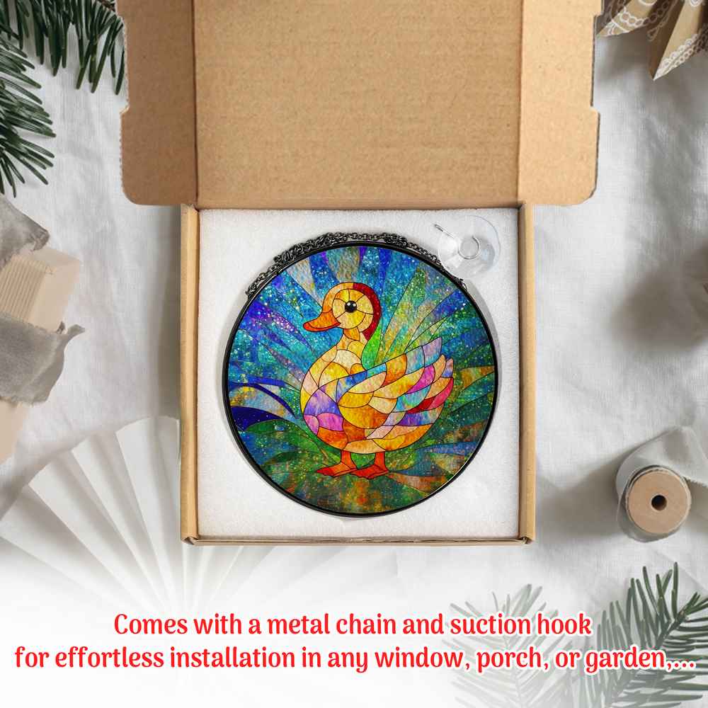Personalized Duck stained-glass-inspired suncatcher by Foswick