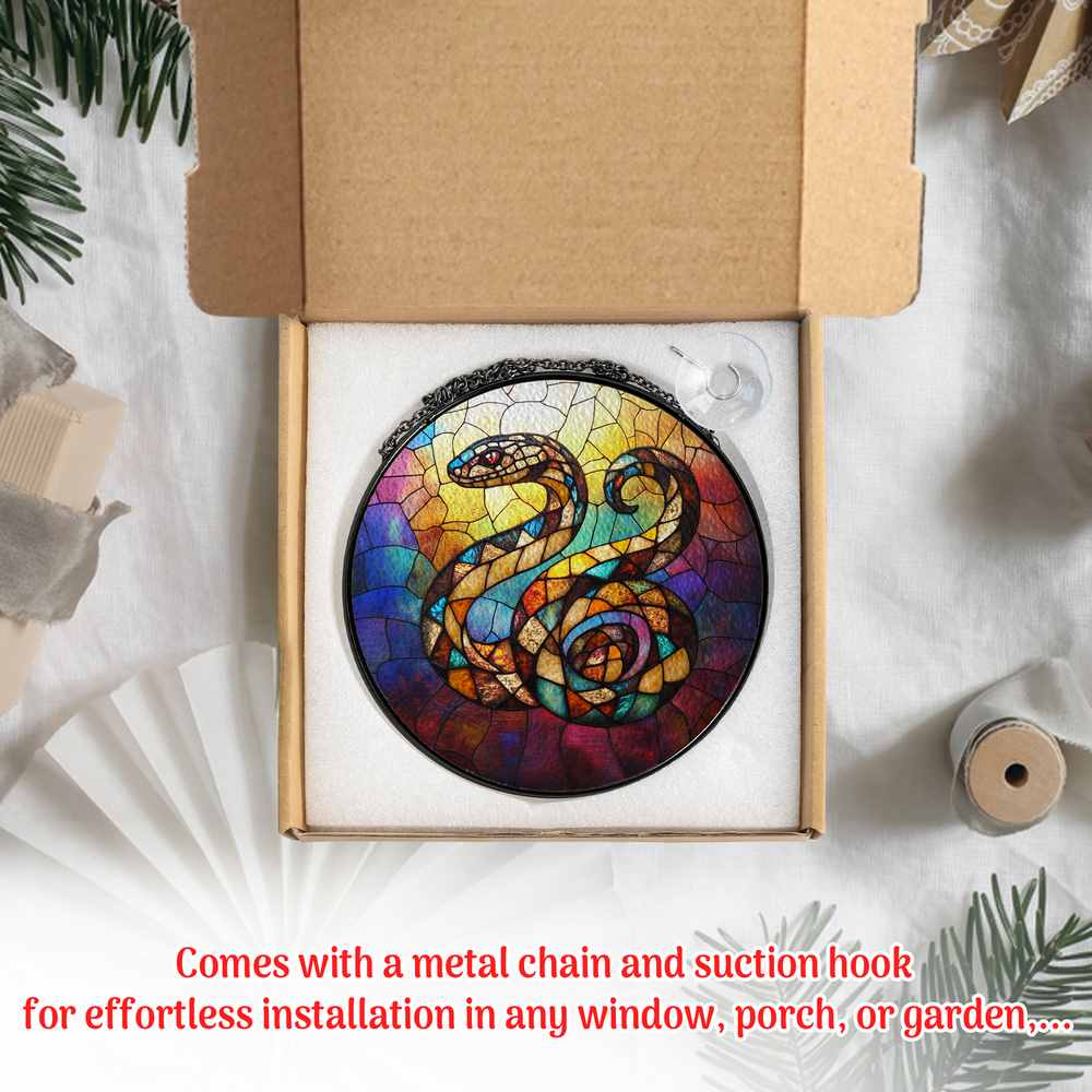 Personalized Snake stained-glass-inspired suncatcher by Foswick