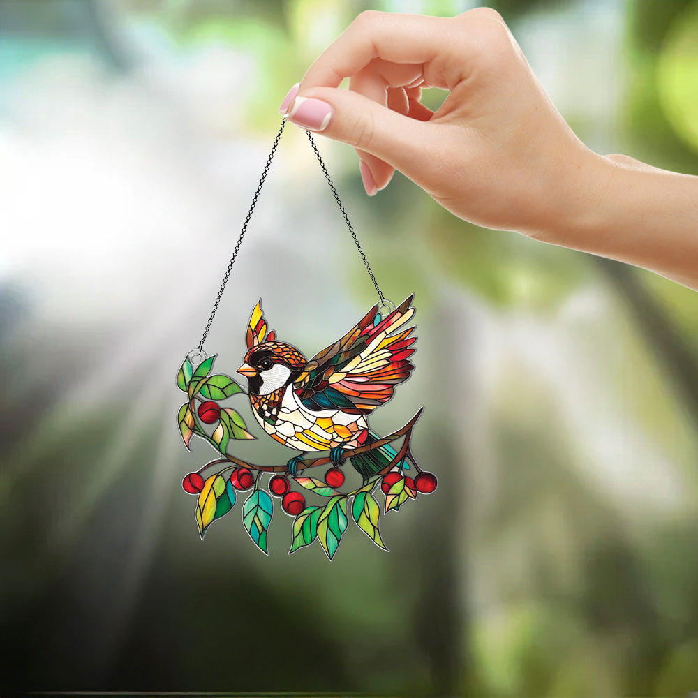 Personalized Sparrows acrylic Christmas ornament by Foswick