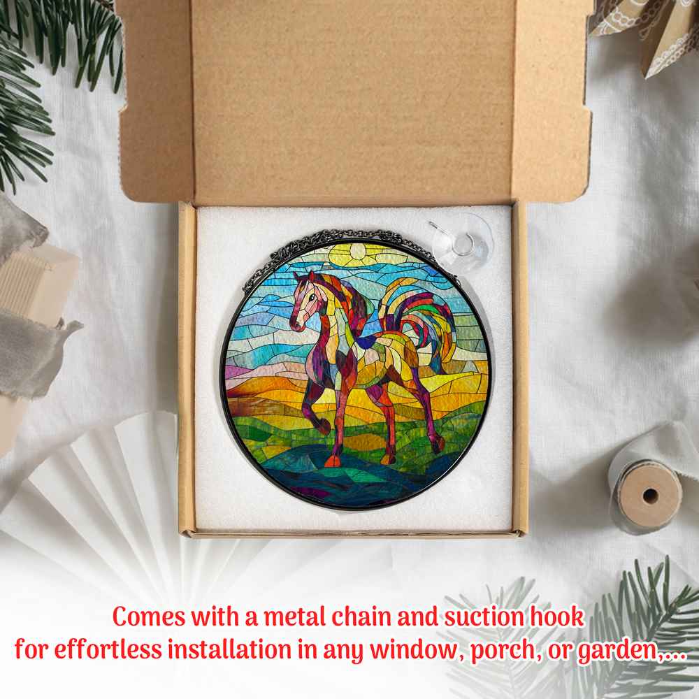 Personalized Horse stained-glass-inspired suncatcher by Foswick