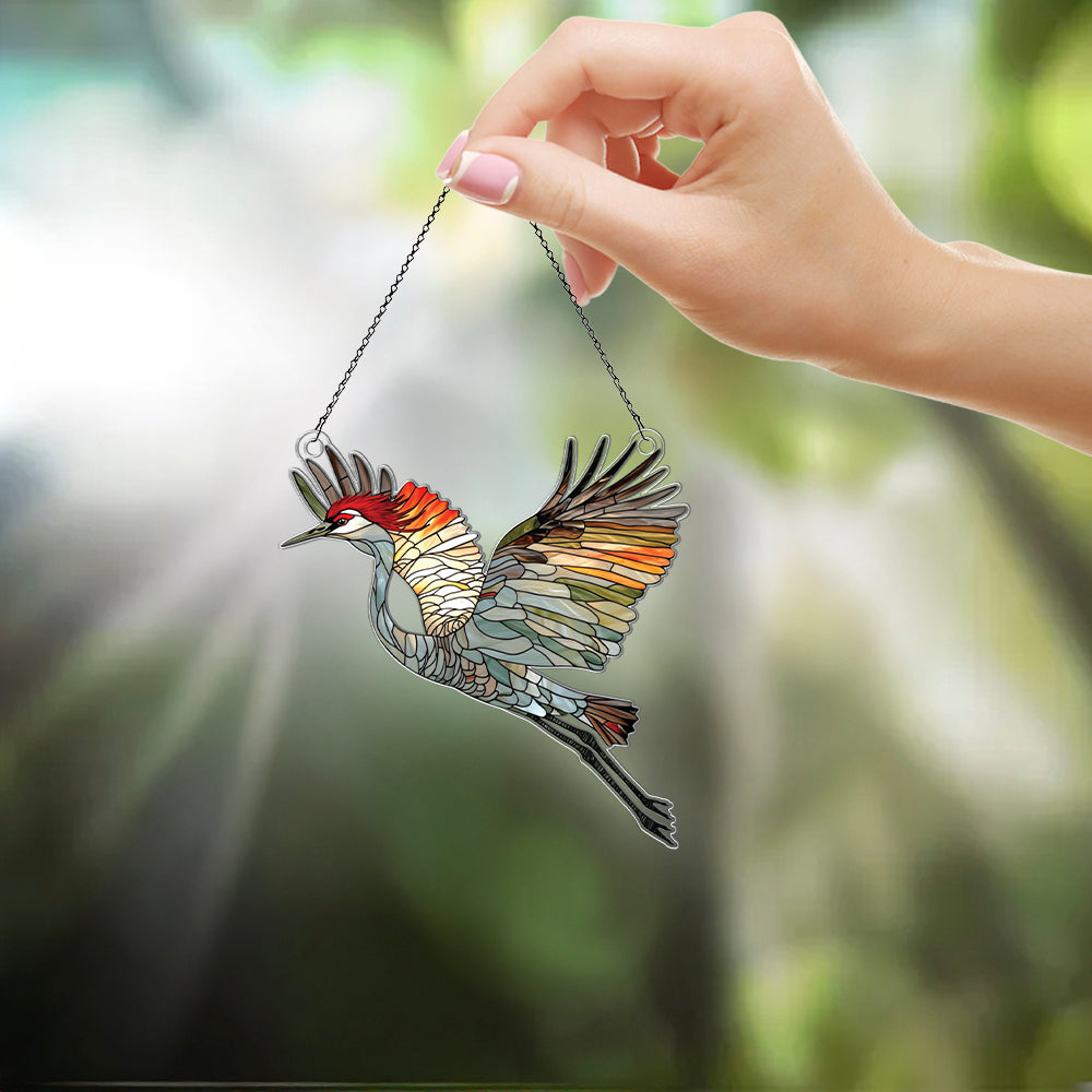 Personalized Sandhill Crane acrylic Christmas ornament by Foswick