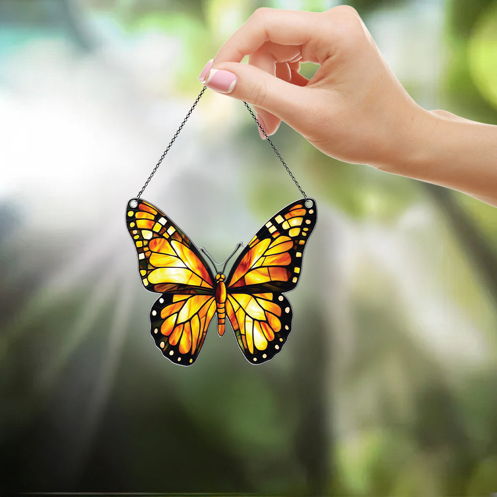 Personalized Yellow Butterfly acrylic Christmas ornament by Foswick