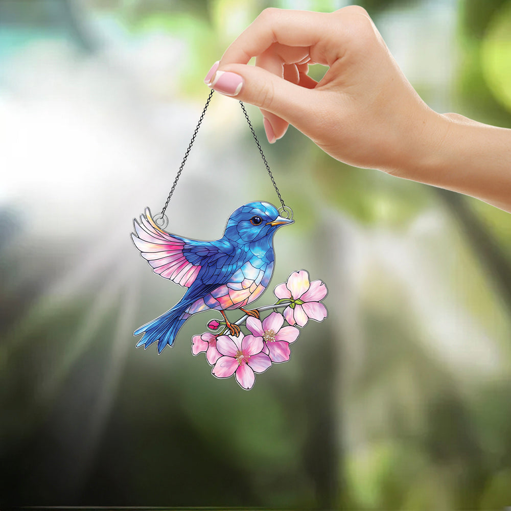 Personalized Bluebird acrylic Christmas ornament by Foswick