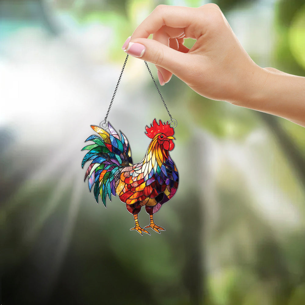 Personalized Rooster acrylic Christmas ornament by Foswick