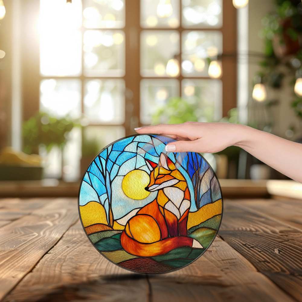 Personalized Fox stained-glass-inspired suncatcher by Foswick