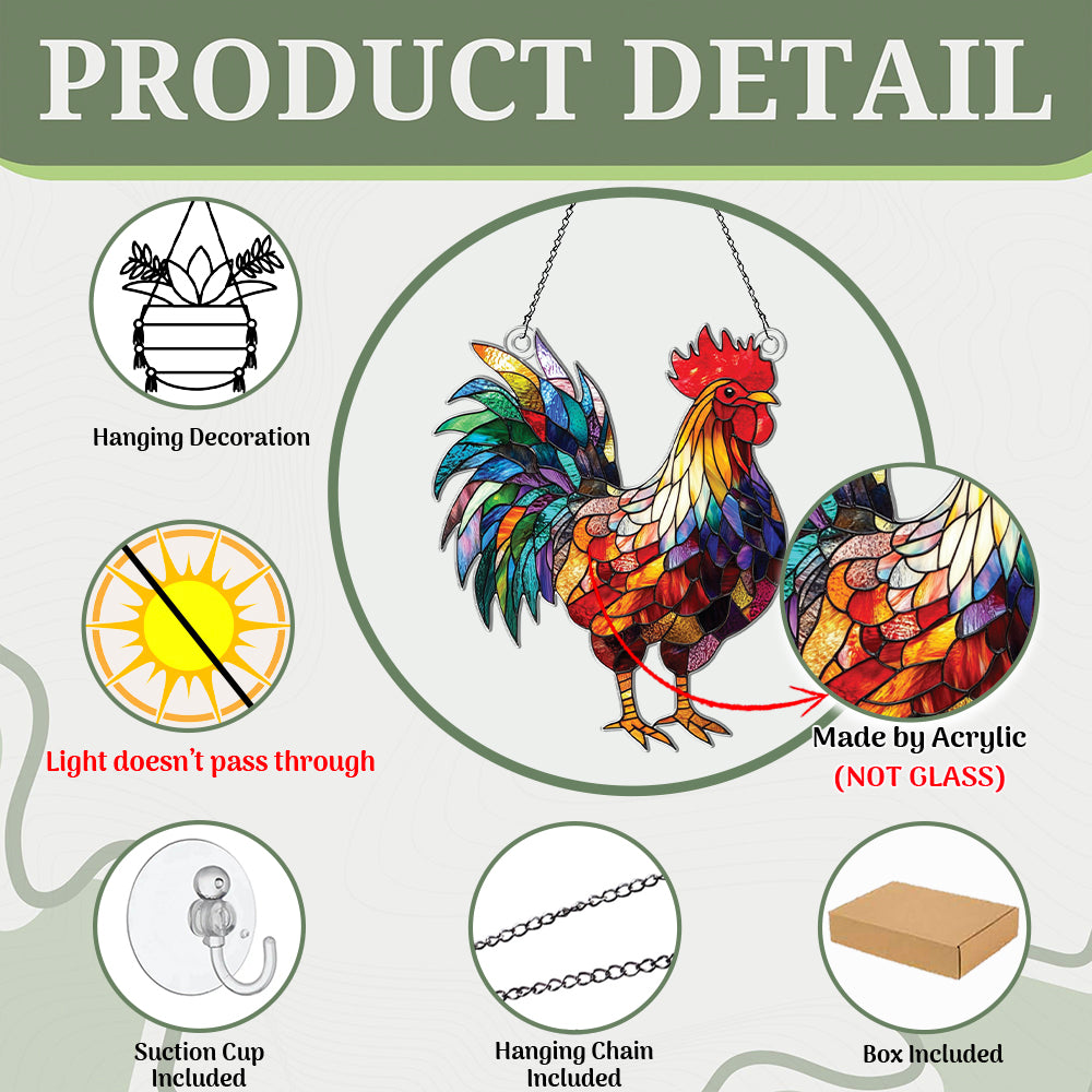 Personalized Rooster acrylic Christmas ornament by Foswick
