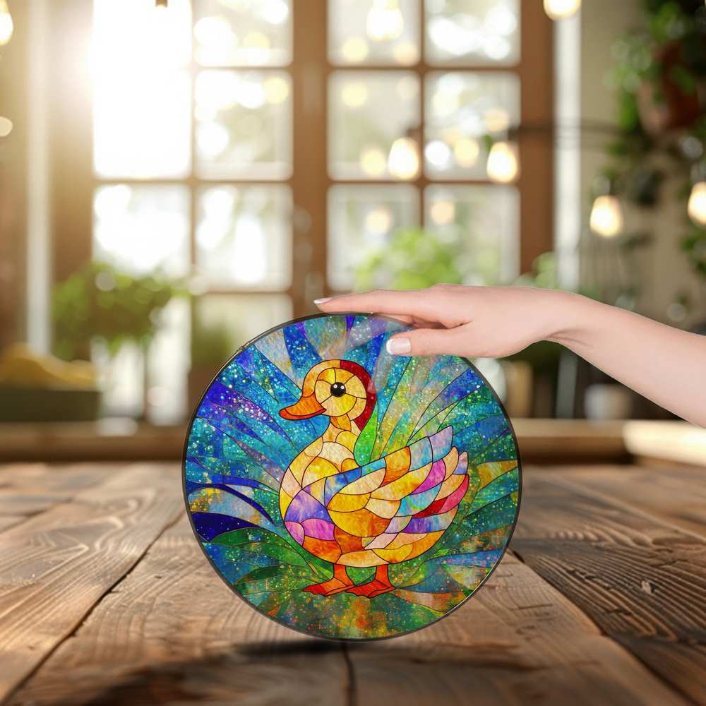 Personalized Duck stained-glass-inspired suncatcher by Foswick