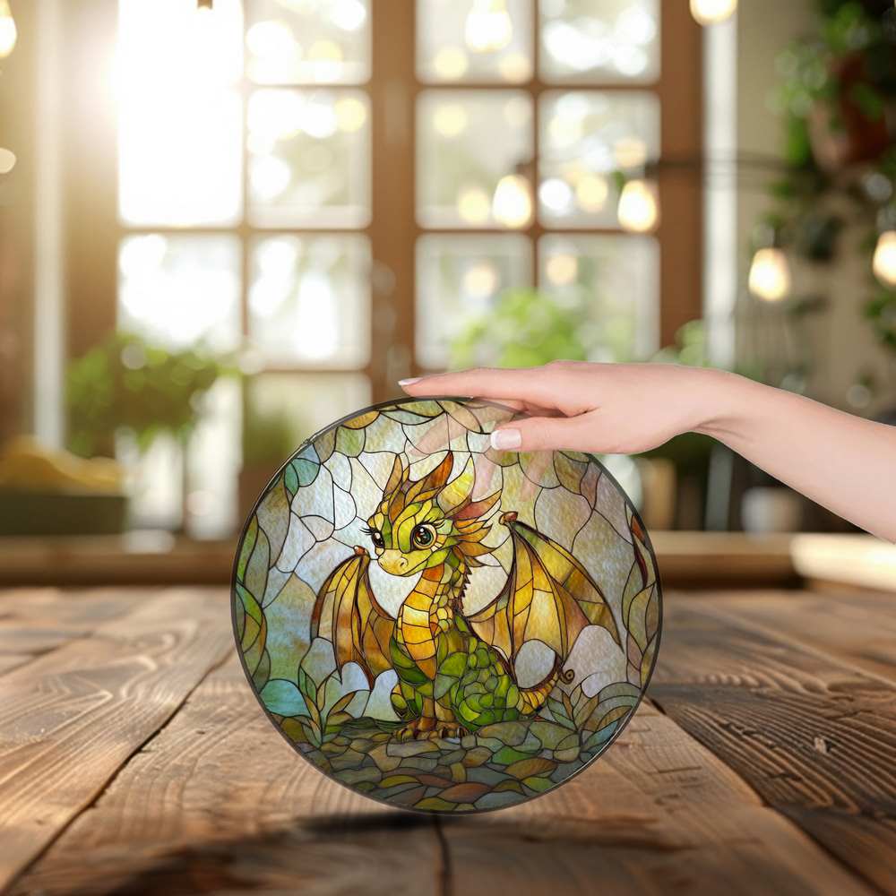 Personalized Dragon stained-glass-inspired suncatcher by Foswick