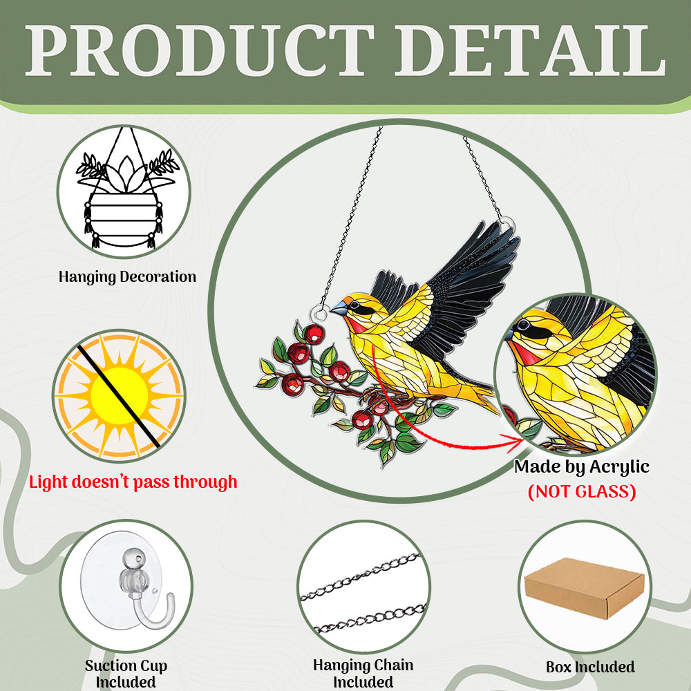 Personalized Gold Finch Bird acrylic Christmas ornament by Foswick