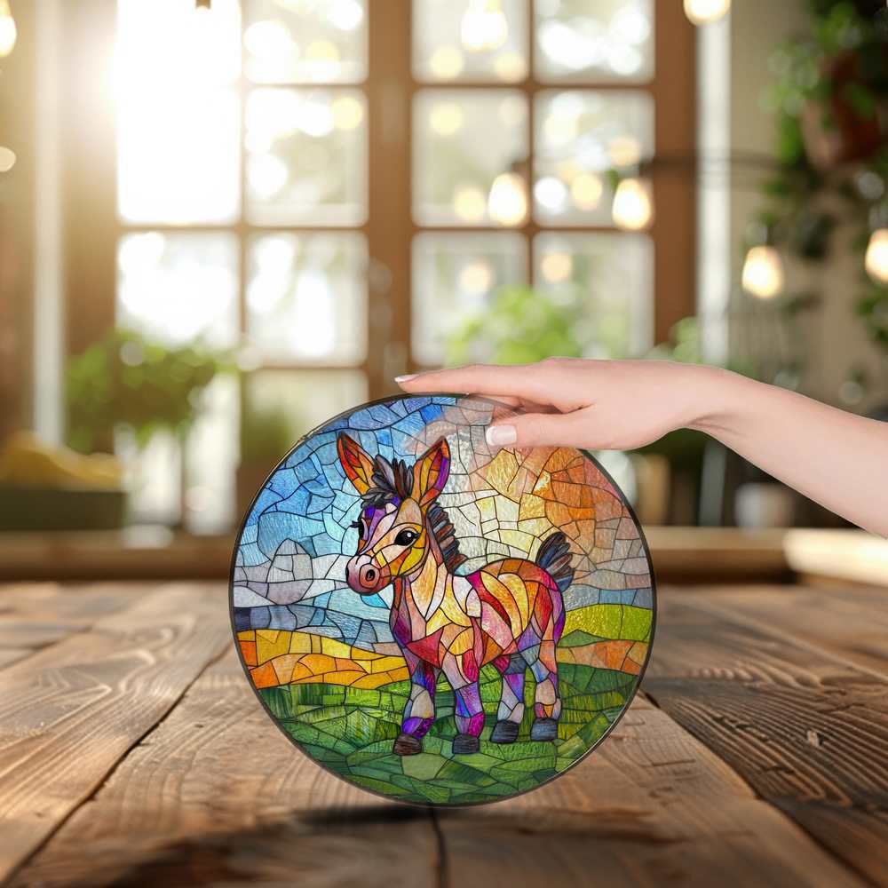 Personalized Donkey stained-glass-inspired suncatcher by Foswick