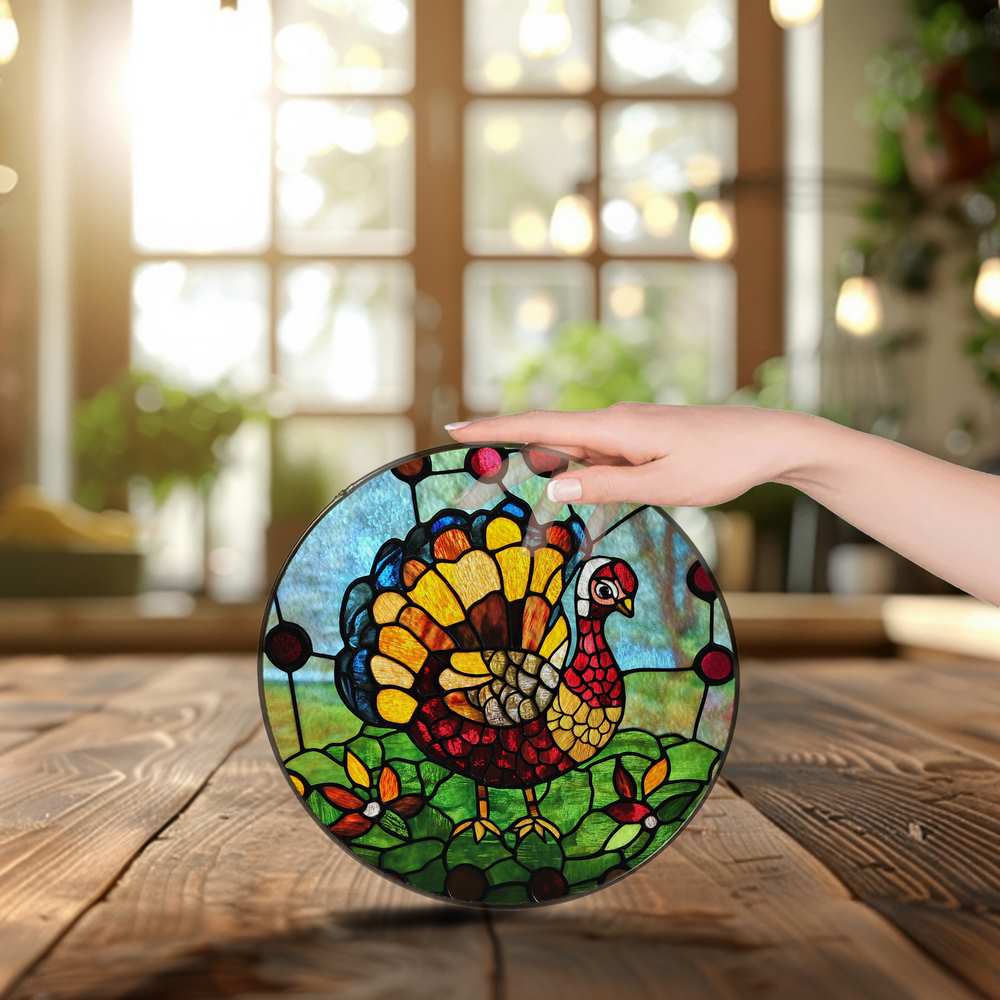 Personalized Turkey stained-glass-inspired suncatcher by Foswick