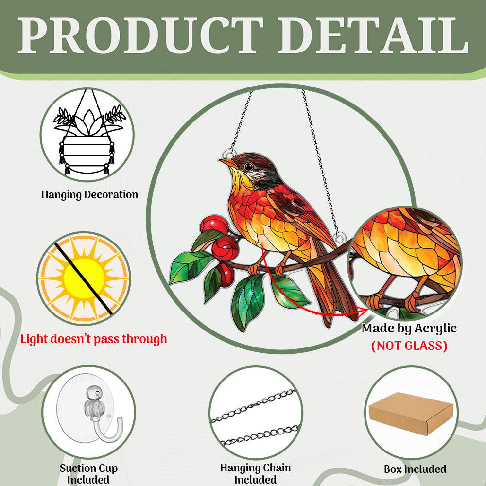 Personalized Thrush Bird acrylic Christmas ornament by Foswick