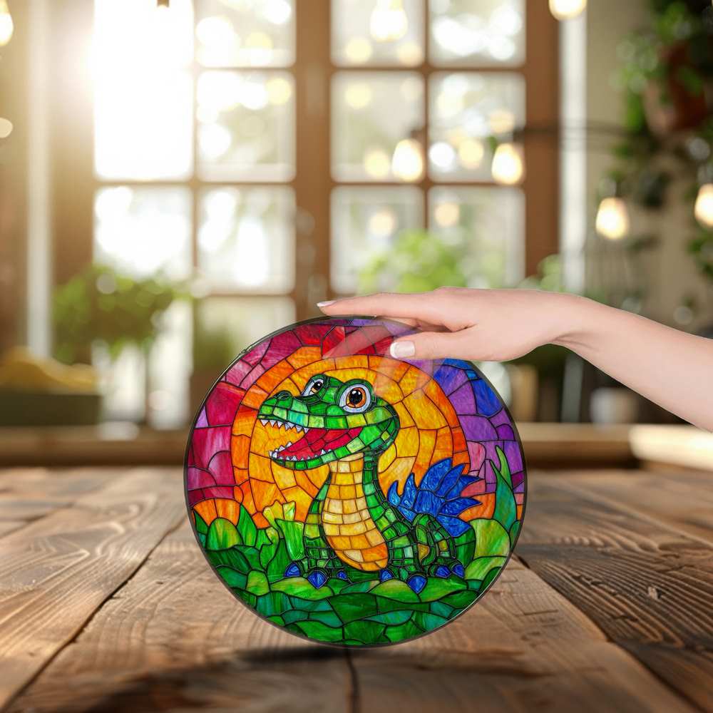 Personalized Alligator stained-glass-inspired suncatcher by Foswick