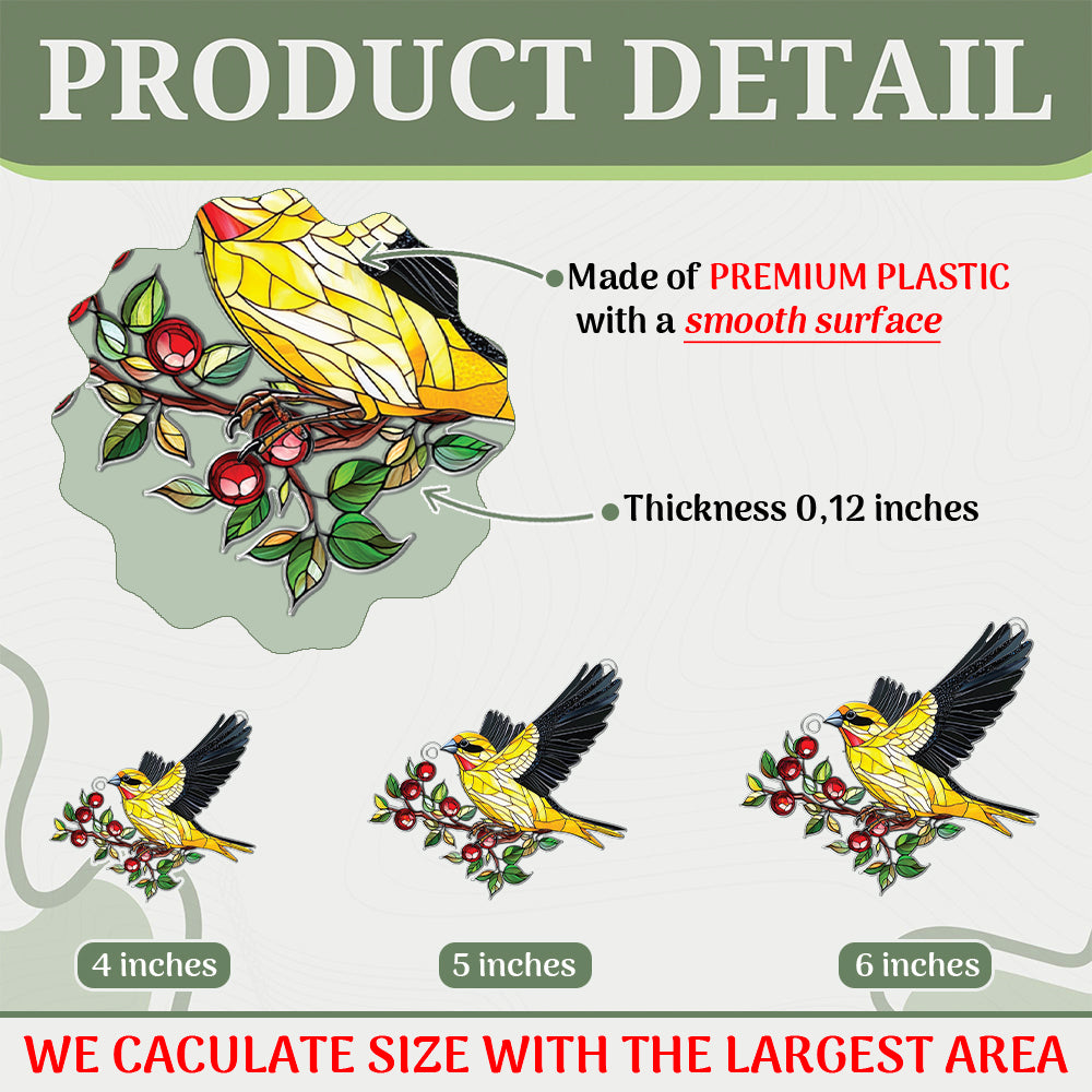 Personalized Gold Finch Bird acrylic Christmas ornament by Foswick